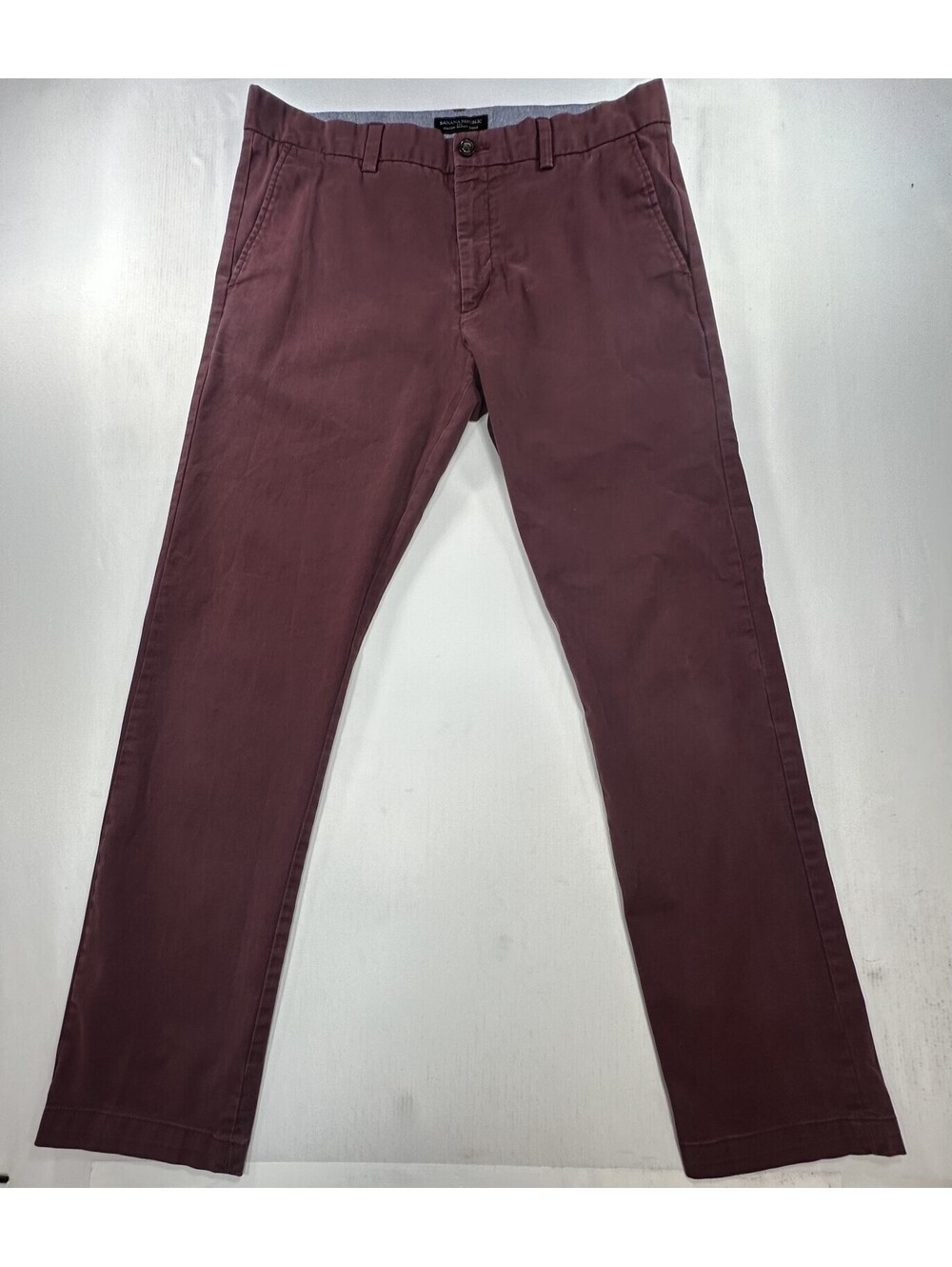 Banana Republic Fulton Skinny Flat Chinos Maroon Mens 35/34